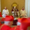 Giáo hoàng Benedict XVI (giữa) trong cuộc họp hội đồng giáo chủ tại Tòa thánh Vatican ngày 11/2. (Nguồn: AFP/TTXVN)