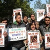 Biểu tình tại thủ đô New Delhi, yêu cầu chính phủ có các biện pháp bảo vệ an toàn hơn cho phụ nữ. (Nguồn: AFP/TTXVN)