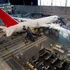 Máy bay Boeing 787 Dreamliners đang được hoàn thiện tại xưởng sản xuất ở North Charleston, Nam Carolina (Mỹ) ngày 27/4/2012. (Nguồn: AFP/TTXVN)