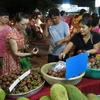 Du khách mua các loại trái cây đặc sản của vùng đất Lái Thiêu tại Lễ hội. (Ảnh: Hải Âu/TTXVN)