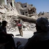 Cảnh đổ nát tại thị trấn Maaret al-Numan, tỉnh Idlib, miền nam Xiry ngày 13/6. (Nguồn: AFP/TTXVN)