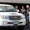 Đoàn thanh sát viên LHQ rời khỏi khách sạn ở Damascus ngày 28/8. (Nguồn: THX/TTXVN)