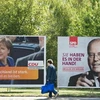 Poster tranh cử của hai ứng cử viên Thủ tướng Đức. (Nguồn: AFP)
