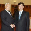 Thủ tướng Nguyễn Tấn Dũng tiếp ông Christian Poncelet, Chủ tịch nhóm Nghị sĩ hữu nghị Pháp-Việt của Thượng viện Pháp. (Ảnh: Đức Tám/TTXVN)