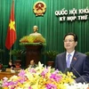 Thủ tướng Nguyễn Tấn Dũng trình bày Báo cáo của Chính phủ về tình hình kinh tế-xã hội năm 2013, kết quả 3 năm thực hiện kế hoạch 5 năm (2011-2015) và nhiệm vụ 2014-2015. (Ảnh: Nhan Sáng/TTXVN)