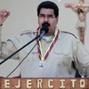 Tổng thống Nicolas Maduro phát biểu trong cuộc gặp với các thành viên quân đội quốc gia tại bang Falcon. (Nguồn: AFP/TTXVN)