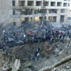 Hiện trường vụ nổ bom ám sát ông Hariri ở thủ đô Beirut (Lebanon) ngày 14/2/2005. (Nguồn: AFP/TTXVN) 