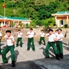 Các chiến sỹ Đồn biên phòng 273 rèn luyện võ thuật. (Nguồn: giaoduc.net.vn)