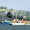 Hiện trường vụ cháy tàu cá Jungwoo 3 tại Uruguay. (Nguồn: báo El País) 