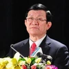 Chủ tịch nước Trương Tấn Sang phát biểu tại Lễ kỷ niệm. (Nguồn: TTXVN) 
