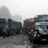 Sương mù dày đặc tại Trung Quốc gây hàng loạt vụ tai nạn giao thông nghiêm trọng. (Nguồn: AP/sulekha)