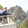 Tổng thống Lee Myung-Bak tới thăm nhóm đảo tranh chấp Takeshima/Dokdo hồi tháng 8 khiến quan hệ Nhật-Hàn căng thẳng. (Ảnh: AFP)