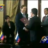 Các bộ trưởng Jaua và Manturov tại lễ ký biên bản cuộc họp liên chính phủ (Nguồn: VTV)