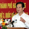 Thủ tướng Nguyễn Tấn Dũng phát biểu tại cuộc tiếp xúc cử tri Hải Phòng (Nguồn: chinhphu.vn)