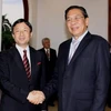 Chủ tịch nước Lào Chummaly Saynhasone tiếp Hoàng Thái tử Nhật Naruhito (Ảnh: KPL)