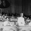 Chủ tịch Hồ Chí Minh và các đồng chí Lê Duẩn, Trường Chinh tại Đại hội lần thứ III của Đảng. (Ảnh: TTXVN). 