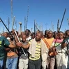 Công nhân đình công tại mỏ Lonmin ở Marikana, Nam Phi ngày 10/9. (Ảnh: AFP/TTXVN).