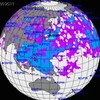 Đám mây phóng xạ dự đoán lúc 02:00 giờ ngày 11/4/2011. (Ảnh: Bộ Khoa học Công nghệ)