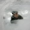 Heezi Dean ở trong khối băng ngày 29/12. (Ảnh: Reuters)