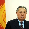 Tổng thống bị lật đổ Kyrgyzstan, Kurmanbek Bakiyev phát biểu tại Minks ngày 21/4. (Nguồn: Getty Images)