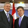 Thủ tướng Canada Stephen Harper (trái) và Tổng thống Colombia Juan Manuel Santos tại cuộc hội đàm. (Nguồn: Reuters)