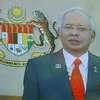 Thủ tướng Malaysia Najib Razak thông báo quyết định giải tán Quốc hội tại Kuala Lumpur, ngày 3/4. (Nguồn: THX/TTXVN)