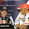 Hamilton (phải) và Sebastian Vettel. (Nguồn: Internet)