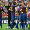 Các cầu thủ Barcelona ăn mừng chiến thắng. (Nguồn: Internet)
