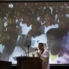 Tổng thống Sri Lanka Rajapaksa phát biểu trong buổi lễ. (Nguồn: AP)