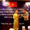 Cùng hát chung bài ca Lào-Việt . (Ảnh: Hoàng Chương/Vietnam+)