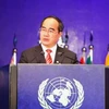 Phó Thủ tướng Nguyễn Thiện Nhân phát biểu tại Hội nghị Rio+20. (Ảnh: Từ Lương /TTXVN)