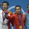 Lực sỹ Om Yun-Chol (giữa) mang về vinh quang cho đoàn thể thao Triều Tiên ở Olympic London 2012. (Nguồn: Getty)