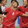 Tiền vệ Kyi Lin (số 8) là cầu thủ thi đấu tốt nhất của Myanmar. (Nguồn: Affsuzukicup.com)