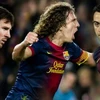 Bộ ba Messi, Xavi và Carles Puyol được Barca trao thưởng. (Nguồn: Getty)