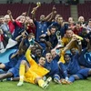 Các cầu thủ U20 Pháp ăn mừng chức vô địch. (Nguồn: AP)