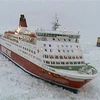Tàu bị mắc kẹt ở biển Baltic. (Ảnh: AP)