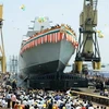 Buổi lễ hạ thủy tầu khu trục thứ ba INS-Chennai. (Ảnh: Getty Images)