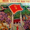 Một phần bức tranh thêu “Hồn thiêng Đại Việt.” (Ảnh: Văn Cảnh)