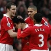 Niềm vui của Manchester United sau bàn thắng của Fabio. (Nguồn: AP)