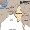 Hình mô tả động đất ở Myanmar.