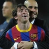 Thầy trò Guardiola-Messi ngất ngây. (Nguồn: Getty Images)