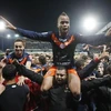 Niềm vui của các cầu thủ Montpellier. (Nguồn: Reuters)