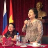 Bà Trương Mỹ Hoa, nguyên Phó Chủ tịch nước phát biểu tại Đại sứ quán Việt Nam tại LB Nga (Ảnh: Quế Anh)