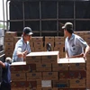 Cô Gái Hà Lan trao tặng 21.000 thùng sữa cho đồng bào miền Trung. (Ảnh: N.Anh/ Vietnam+)