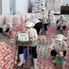 Đóng gói sản phẩm muối tại Công ty cổ phần muối và thương mại Bạc Liêu, tỉnh Bạc Liêu. (Ảnh: Huỳnh Sử/TTXVN) 
