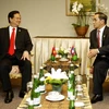Thủ tướng Nguyễn Tấn Dũng gặp Thủ tướng Lào Thoongsing Thammavong. (Ảnh: Đức Tám/TTXVN)