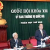 Chủ tịch Quốc hội Nguyễn Sinh Hùng chủ trì Phiên họp thứ 5 Ủy ban Thường vụ Quốc hội khóa XIII. (Ảnh: Nhan Sáng/TTXVN)
