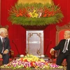 Tổng Bí thư Nguyễn Phú Trọng tiếp Tổng thống Cộng hòa Panama Ricardo Martinelli Berrocal đang thăm chính thức Việt Nam. (Ảnh: Trí Dũng/TTXVN)