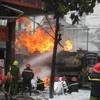 Cháy ở cây xăng dầu tại 2B phố Trần Hưng Đạo ngày 3/6 vừa qua. (Ảnh: Vietnam+)