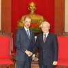 Tổng Bí thư Nguyễn Phú Trọng tiếp Tổng thống Cộng hòa Seychelles James Alix MiChel đang thăm chính thức Việt Nam. (Ảnh: Trí Dũng/TTXVN)